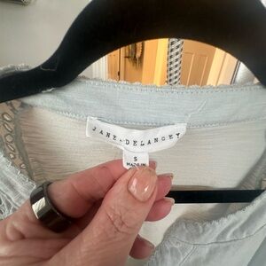 Jane and Delancey Pale Blue Lace-Trim Blouse